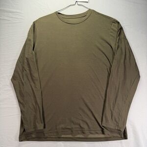Hill City Merino Wool Blend T-Shirt Mens Medium Green Crew Neck Long Sleeve
